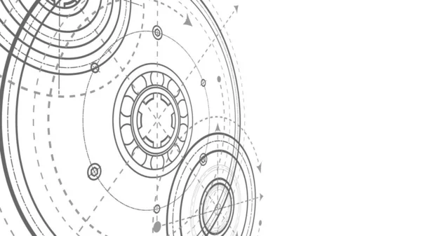 Technischer Hintergrund Technische Zeichnung Von Zahnrädern Konstruktionskonzept Drehmechanismus Von Runden — Stockfoto