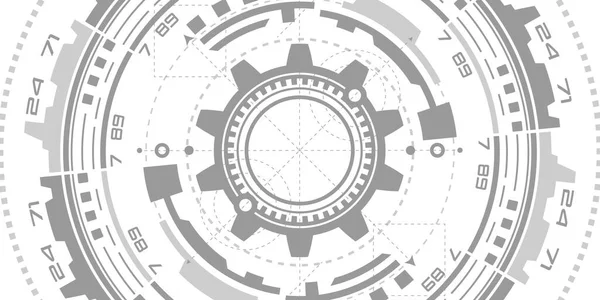 Tecnología Fondo Blanco Hud Futurismo Tecnologías Del Futuro Cogwheel Ilustración — Archivo Imágenes Vectoriales