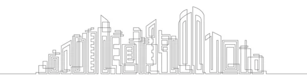 Архитектура Панорамный Ландшафт Рисунок Небоскребов Зданий Современный Городской Пейзаж Сплошная — стоковый вектор
