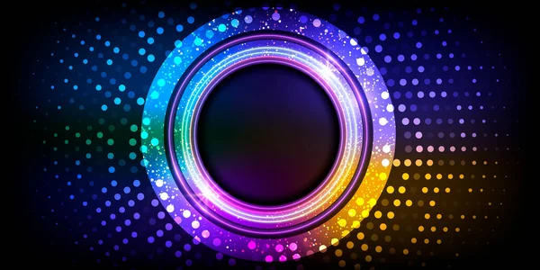 Neon Circle Meciles Electric Frame Disco Banner Sparkles Vector Illustration — 스톡 벡터