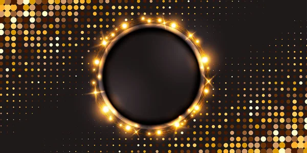 Pozadí Zlatými Spangles Abstraktní Zlatý Světelný Kruh Zlatý Rám Vektor — Stockový vektor