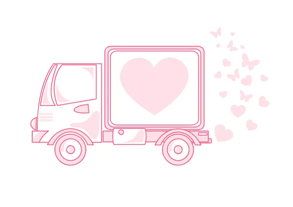 Car with hearts — Stock Vector