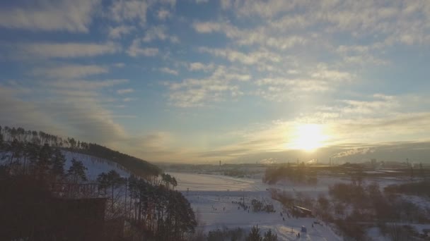 Slopes in the winter, Yekaterinburg — Stock Video