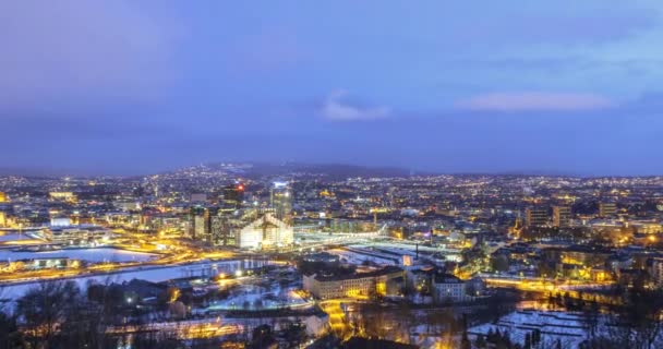 Panarama Oslo bij dageraad — Stockvideo