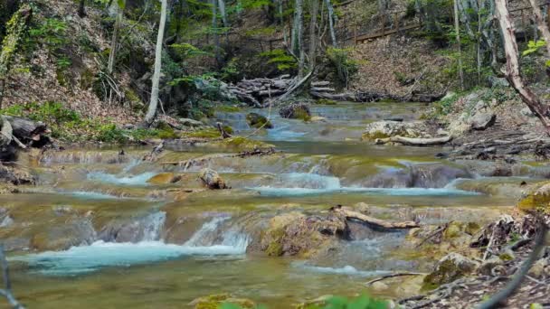 Cascatas no rio da montanha — Vídeo de Stock