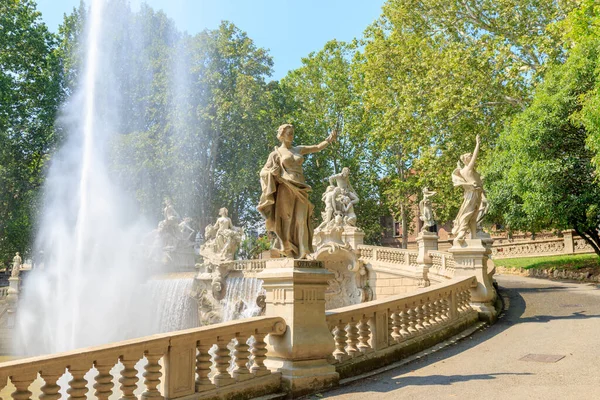 Torino Italia Scultura Ottobre Fontana Mesi Una Delle Opere Architettoniche — Foto Stock