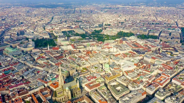 Vienna Austria Volo Sopra Centro Storico Vienna Parchi Palazzi Cattedrale — Foto Stock