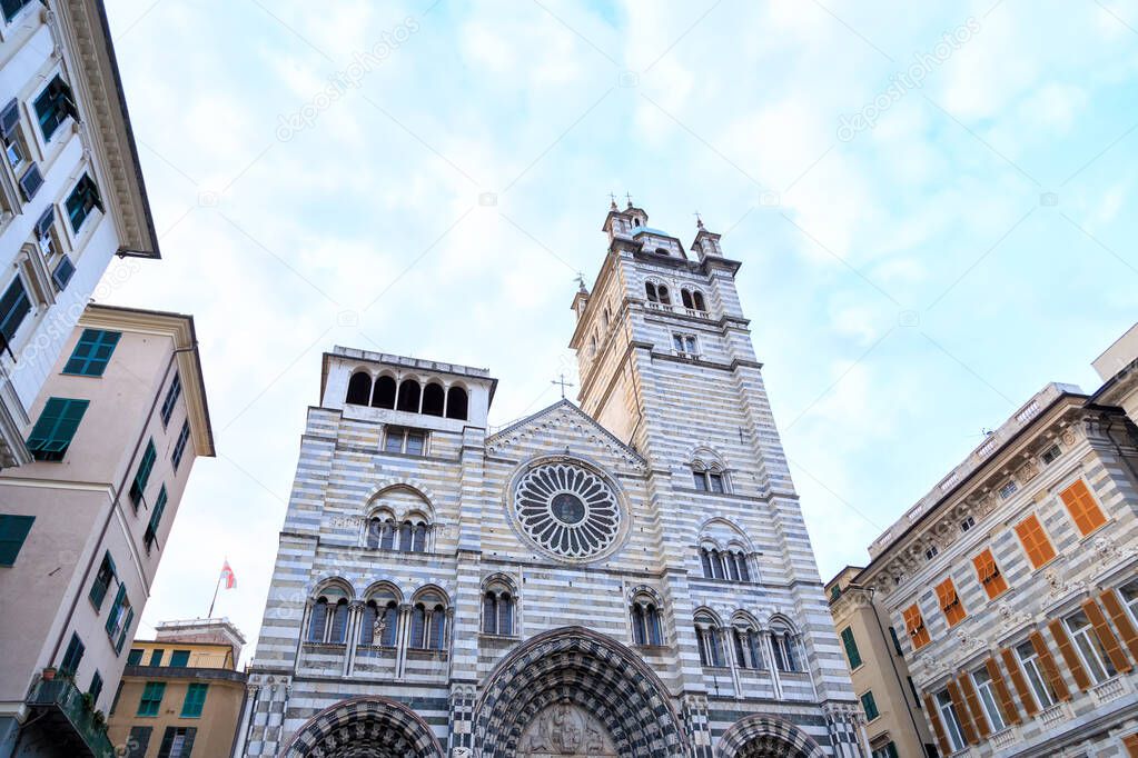 Genoa, Italy. Cathedral of San Lorenzo. Early morning