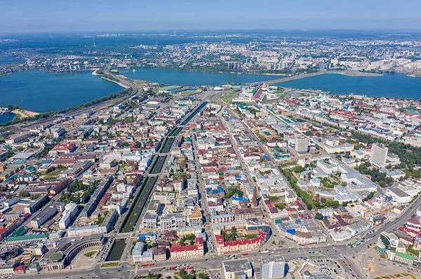 Kazan Oroszország Panorámás Kilátás Nyílik Kazan Város Kreml Bulak Folyó — Stock Fotó