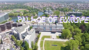 Strasbourg, Fransa. Bina kompleksi - Avrupa Sarayı. 4K