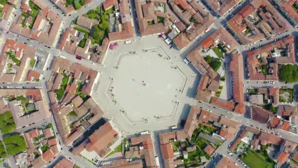 Palmanova, Udine, Italië. In 1593 werd een voorbeeldig vestingproject van zijn tijd vastgesteld. 4K — Stockvideo