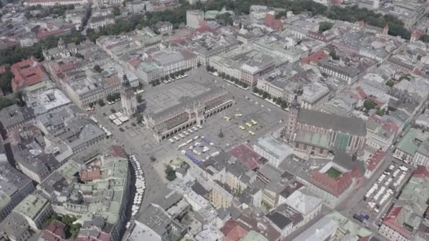 Cracovia, Polonia. Plaza Mayor. Gran plaza de la ciudad del siglo XIII. Vista del centro histórico. 4K — Vídeos de Stock