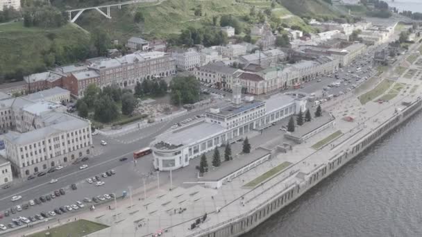 Niżny Nowogród, Rosja. Widok z lotu ptaka na rzekę Niżny Nowogród. 4K — Wideo stockowe