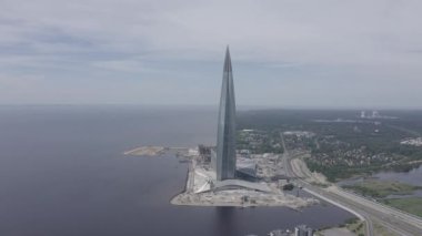 Saint-Petersburg, Rusya. Lakhta Merkezi. Gazprom karargahı. 4K