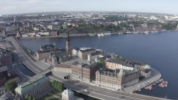 Estocolmo, Suecia. Old Town Gamla Stan (en inglés). Riddarholmen. Vista aérea. 4K — Vídeos de Stock