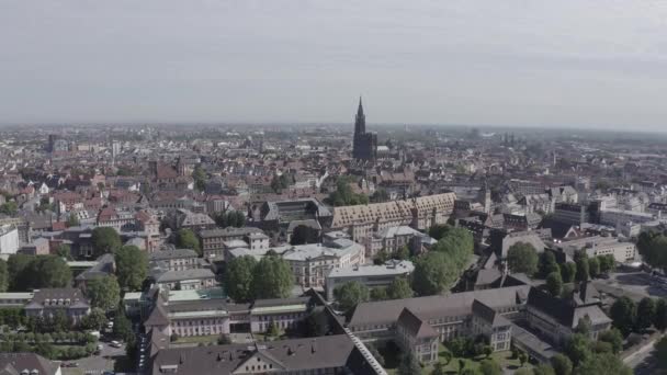 Estrasburgo, Francia. La parte histórica de la ciudad, la catedral de Estrasburgo. 4K — Vídeo de stock