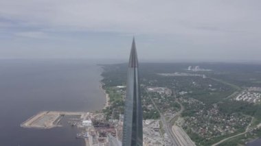 Saint-Petersburg, Rusya. Lakhta Merkezi. Gazprom karargahı. 4K