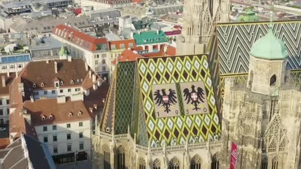 ドリーズームだ。オーストリア、ウィーン。聖シュテファン大聖堂（ドイツ語: Stephansdom）。カトリック大聖堂-オーストリアの国民的シンボル — ストック動画