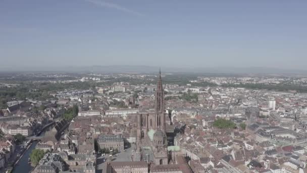 Strasbourg, Frankrike. Den historiska delen av staden, Strasbourgs katedral. 4K — Stockvideo