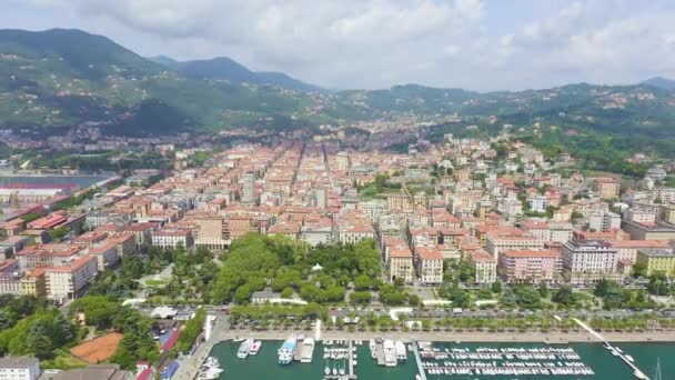 La Spezia, Italy. Embankment, Viale Italia street. View from above. 4K — Stock Video