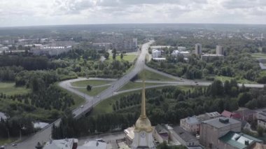 Rybinsk, Rusya. Rybinsk 'teki Spaso-Dönüşüm Katedrali (Tanrı' nın Dönüşümü Katedrali). 4K