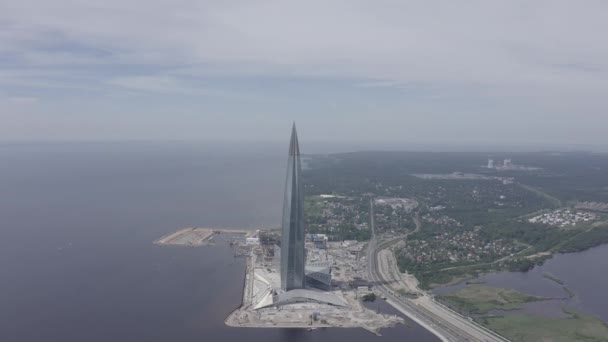俄罗斯圣彼得堡Saint -Petersburg, Russia.拉赫塔中心Gazprom总部4K — 图库视频影像