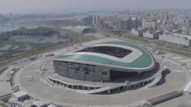 Kazan, Rusya. Ak Bar Arena 'nın havadan görünüşü. 2018 FIFA Dünya Kupası 'nın yapılacağı yer. 4K