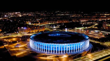 Nizhny Novgorod, Rusya - 8 Ağustos 2020: Nizhny Novgorod Stadyumu, Aerial View  