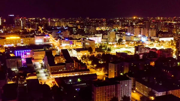 러시아 Perm August 2020 Downtown Perm Night High View Aerial — 스톡 사진