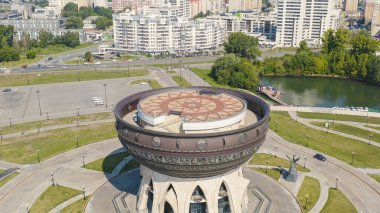 Kazan, Rusya - 6 Ağustos 2020: Kazan Aile Merkezi (Düğün Sarayı), Havadan Bakış  