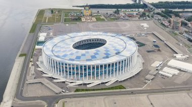 Nizhny Novgorod, Rusya - 8 Ağustos 2020 Nizhny Novgorod Stadyumu. Hava görüntüsü, Hava Görüntüsü  