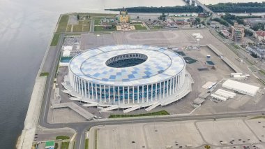 Nizhny Novgorod, Rusya - 8 Ağustos 2020 Nizhny Novgorod Stadyumu. Hava görüntüsü, Hava Görüntüsü  