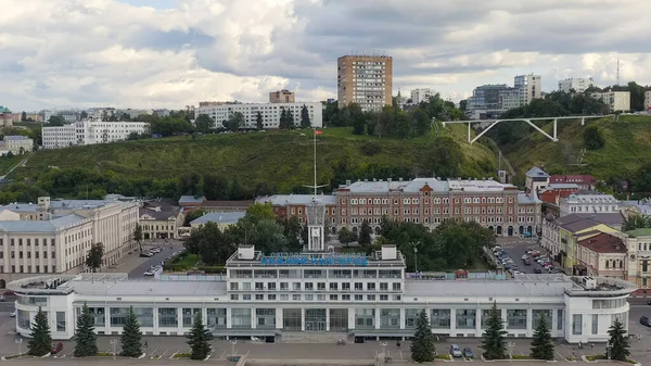 러시아 니즈니노브고로드 2020 Aerial View River Station Nizhny Novgorod Aerial — 스톡 사진