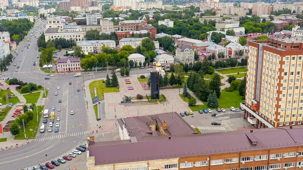 Ivanovo Rússia Agosto 2020 Voo Sobre Centro Cidade Revolução Quadrada — Fotografia de Stock