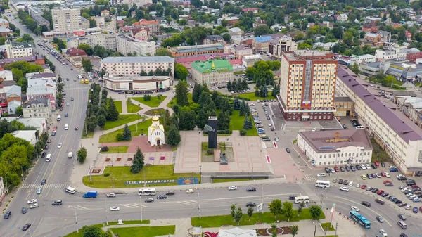 Ivanovo Rusia Agosto 2020 Vuelo Sobre Centro Ciudad Plaza Revolución — Foto de Stock