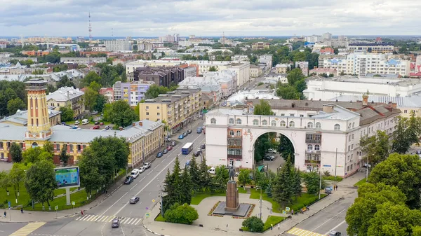 Oroszország Jaroszlavl 2020 Augusztus Lenin Emlékműve Jaroszlavl Vörös Téren Légi — Stock Fotó