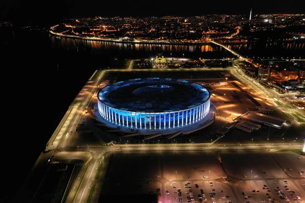 Nizjni Novgorod Rusland Augustus 2020 Nizjni Novgorod Stadion Luchtzicht Nachts — Stockfoto