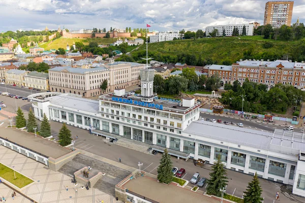 Nischni Nowgorod Russland August 2020 Luftaufnahme Des Flussbahnhofs Nischni Nowgorod — Stockfoto