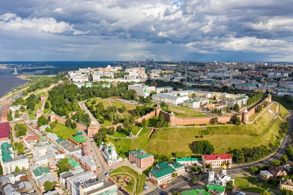 Nischni Nowgorod Russland Luftaufnahme Der Kremlmauern Von Nischni Nowgorod — Stockfoto