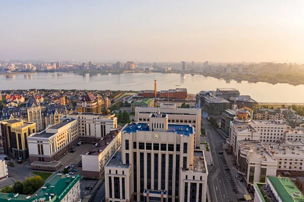 Kazan Rússia Administração Vista Aérea Dos Distritos Centrais Kazan Inscrição — Fotografia de Stock