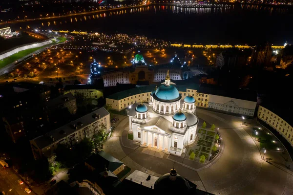 Казань Росія Повітряний Вид Казанського Собору Вночі — стокове фото