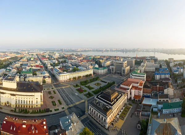 Kazan Rusya Özgürlük Meydanı Yönetim Kazan Merkez Bölgelerinin Hava Görüntüsü — Stok fotoğraf