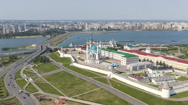 Kazan Rusland Luchtfoto Van Het Kazan Kremlin Kul Sharif Moskee — Stockfoto