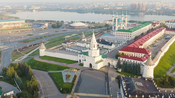 Kazan Russie Vue Aérienne Kremlin Kazan Tôt Matin Tour Spasskaya — Photo