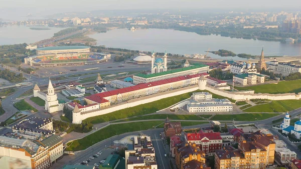 Kazan Rusland Luchtfoto Van Het Kazan Kremlin Vroege Ochtend Luchtfoto — Stockfoto