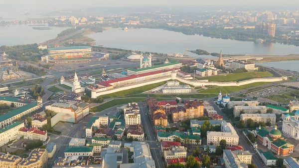 Kazan Rusland Luchtfoto Van Het Kazan Kremlin Vroege Ochtend Luchtfoto — Stockfoto