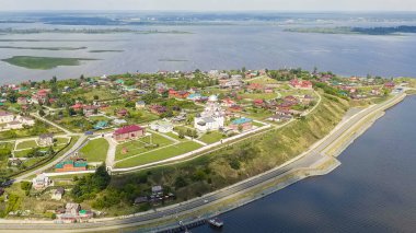Sviyazhsk, Rusya. Sviyazhsk Adası 'nın havadan görünüşü, Hava Görüntüsü  