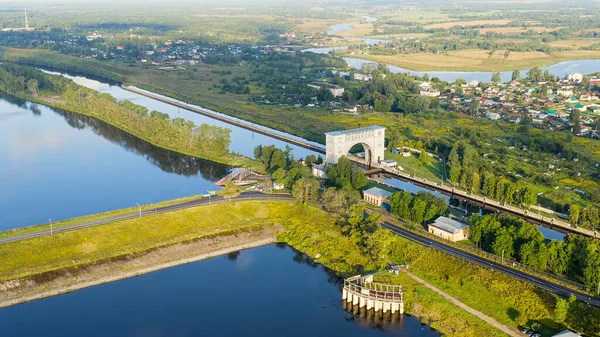 Uglich Ryssland Uglich Pound Lock Gateway Volga Floden Tidig Morgon — Stockfoto