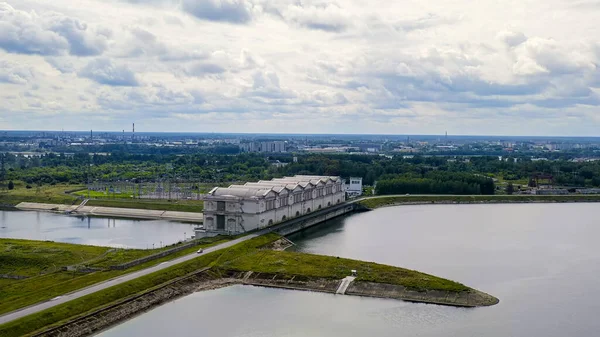 Rybinsk Ryssland Flygfoto Över Vattenkraftverket Rybinsk Flygfoto — Stockfoto