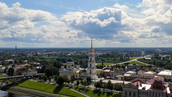 Rybinsk Ryssland Rybinsk Bro Och Spaso Transfiguration Cathedral Cathedral Transfiguration — Stockfoto